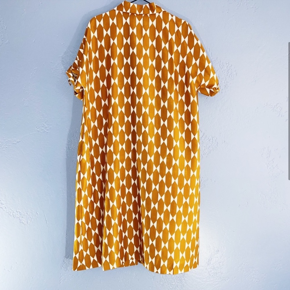 Tory Burch Haley Diamond Print Short Sleeve Silk Coat Size 8 - Picture 2 of 12